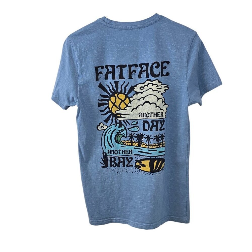 Fat Face Mens Graphic T-Shirt, Blue, Surfing, Cotton, Crew Neck, Size Small
